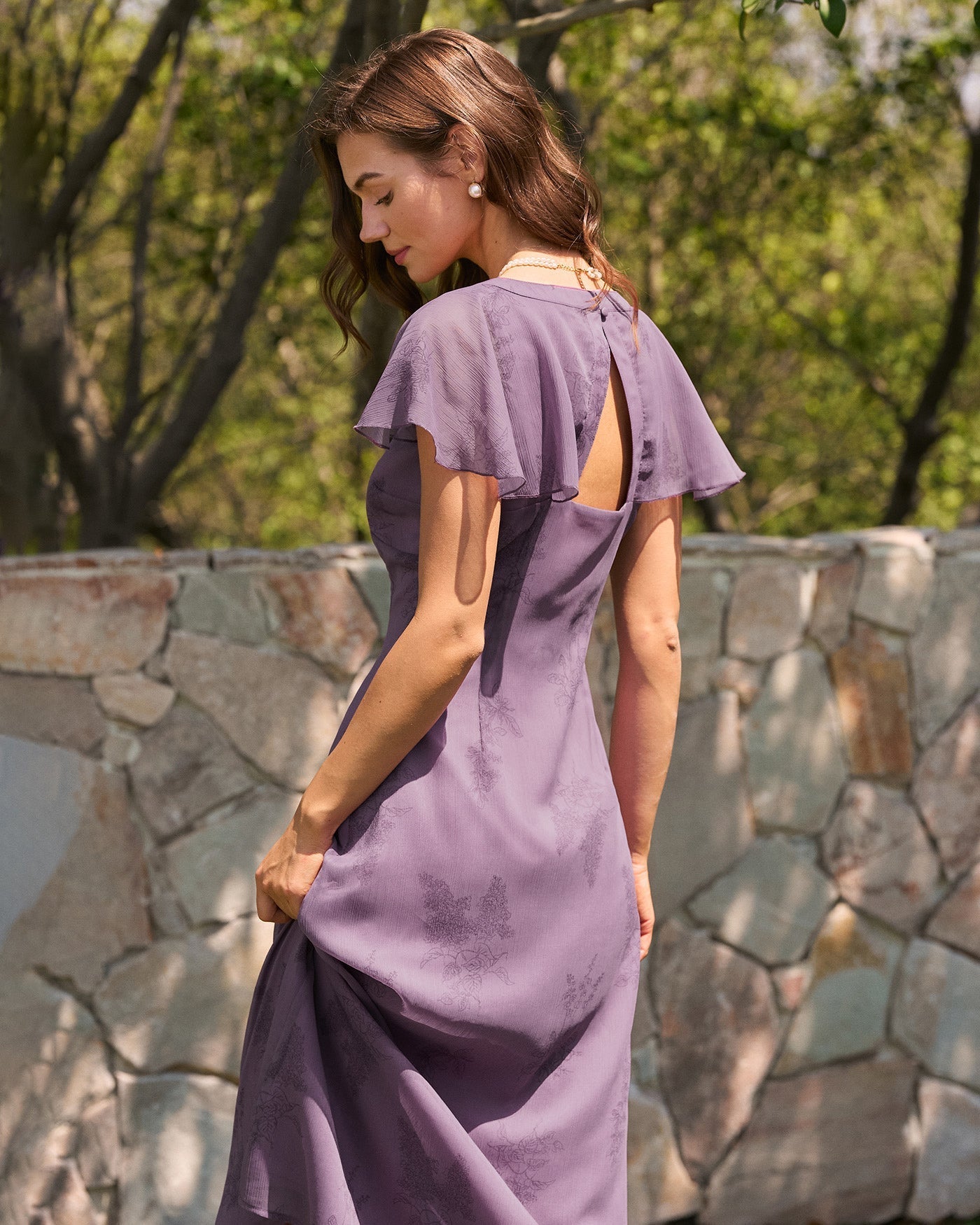 Valora V-Neck Butterfly Sleeve Midi Dress