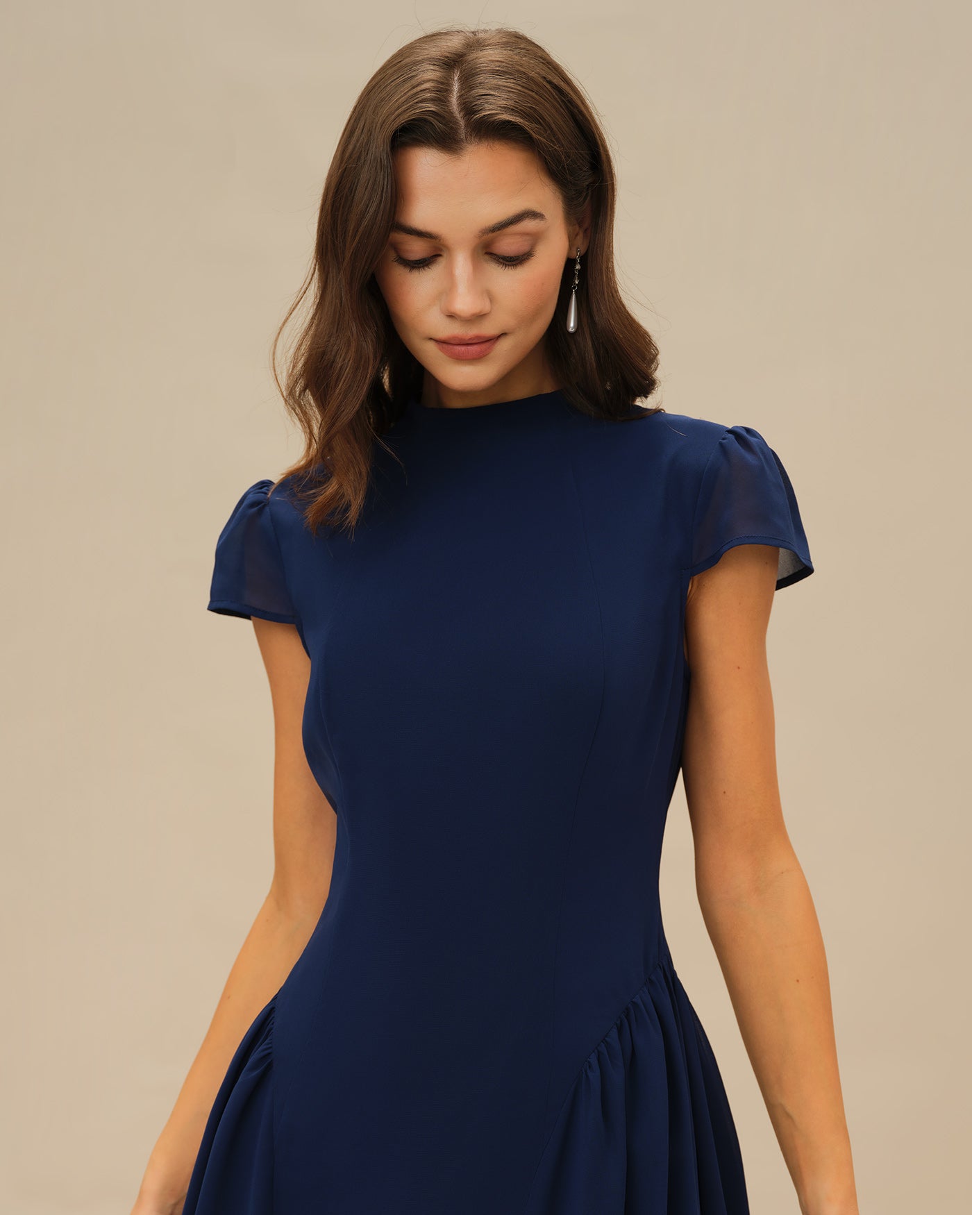 Thalia Turtle Neck Short Sleeve Midi Dress