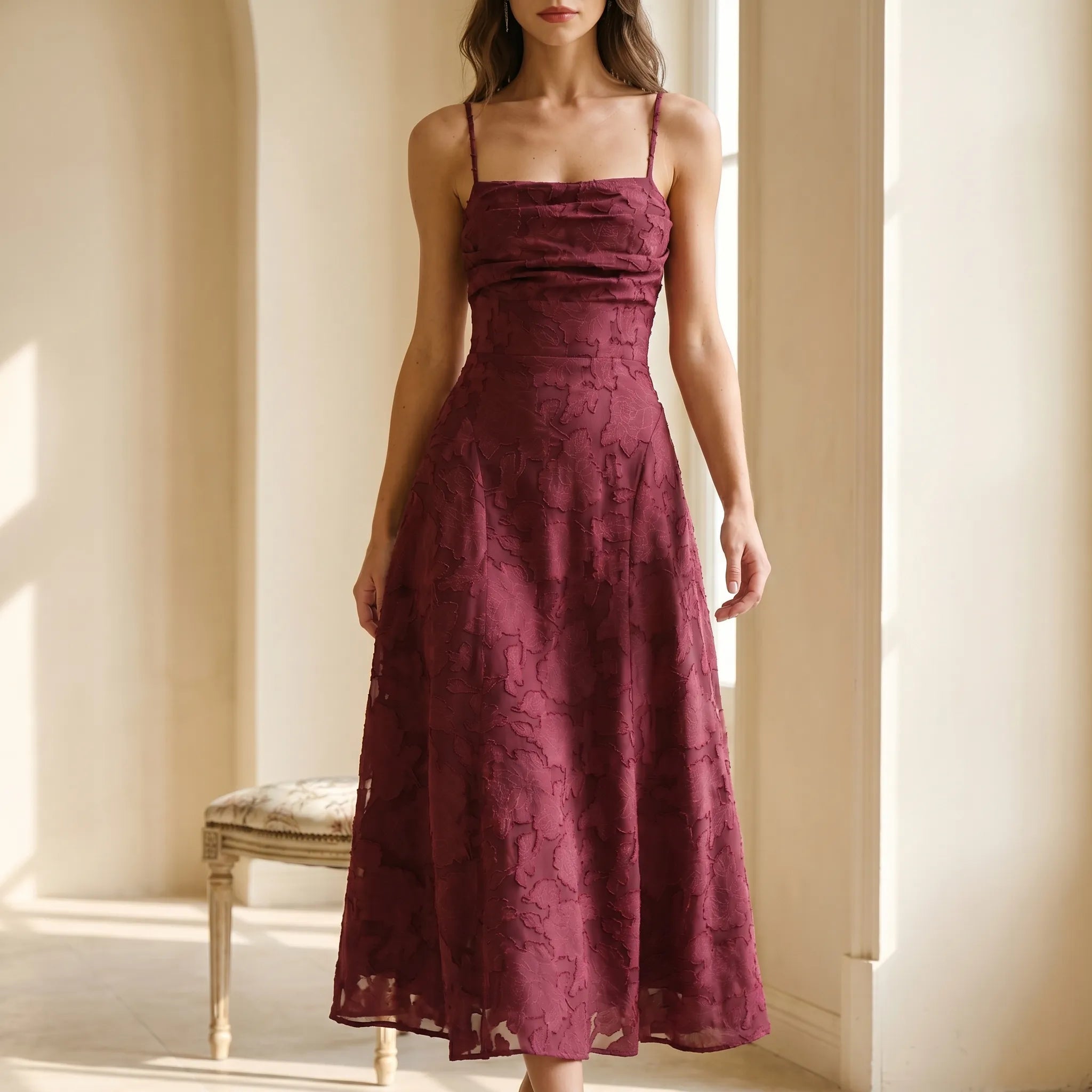 Ravenna Square-Neck A-Line Maxi Dress