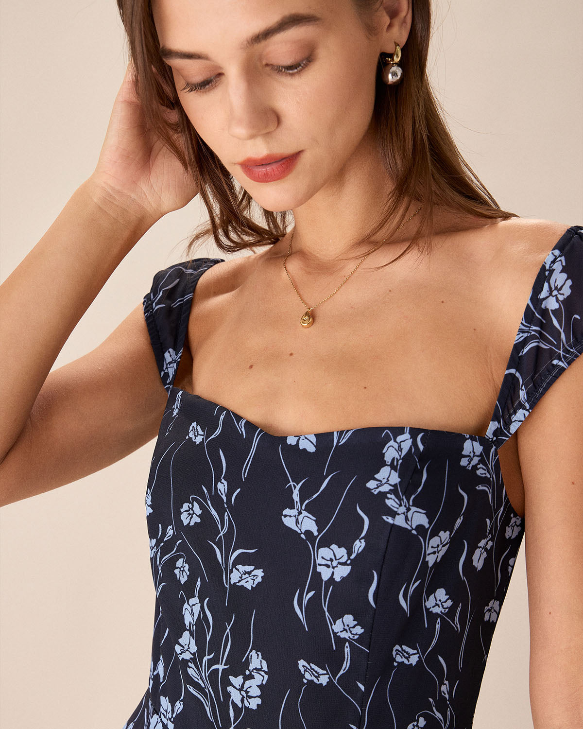 Rosetta Floral Sweetheart Midi Dress