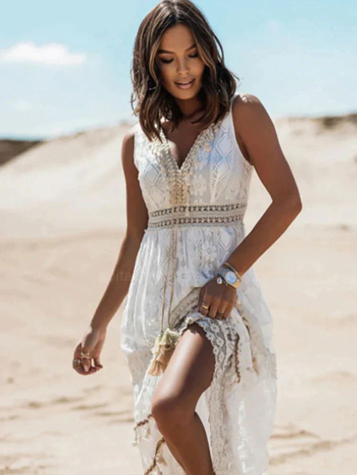 Solana V-Neck Sleeveless Boho Maxi Dress