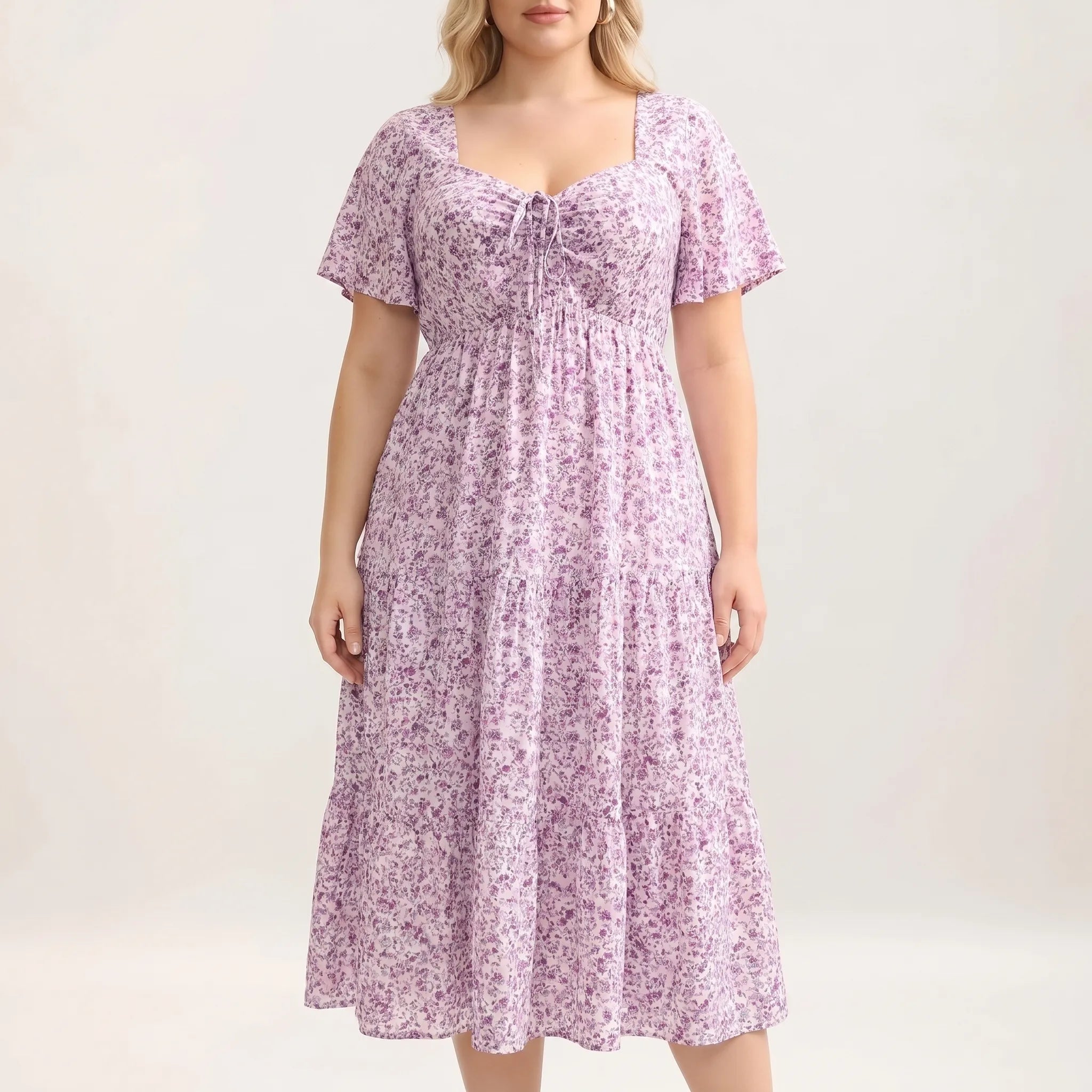 Rosalind Tiered Midi Dress with Sweetheart Neckline