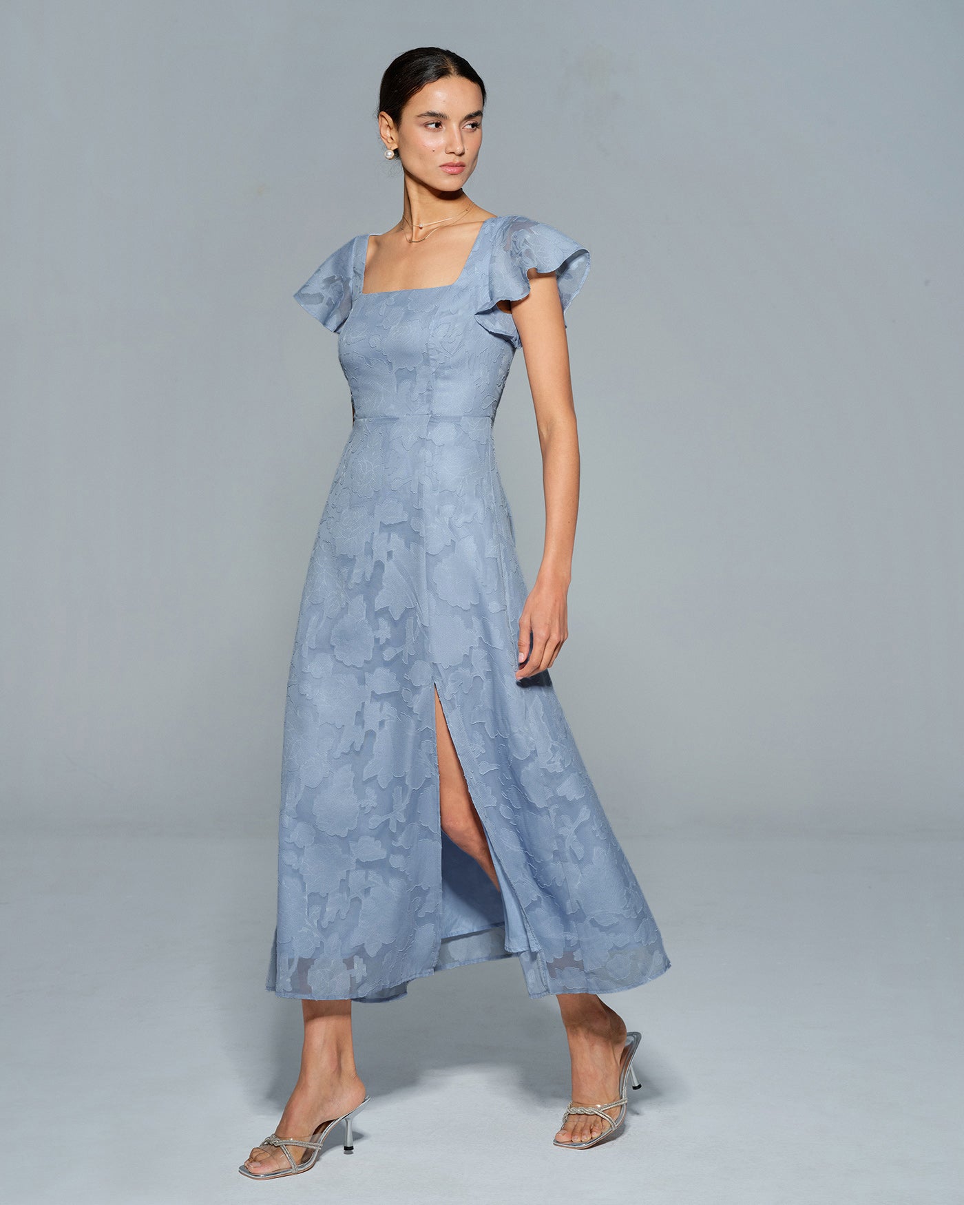 Valentina Square Neck Floral Midi Dress