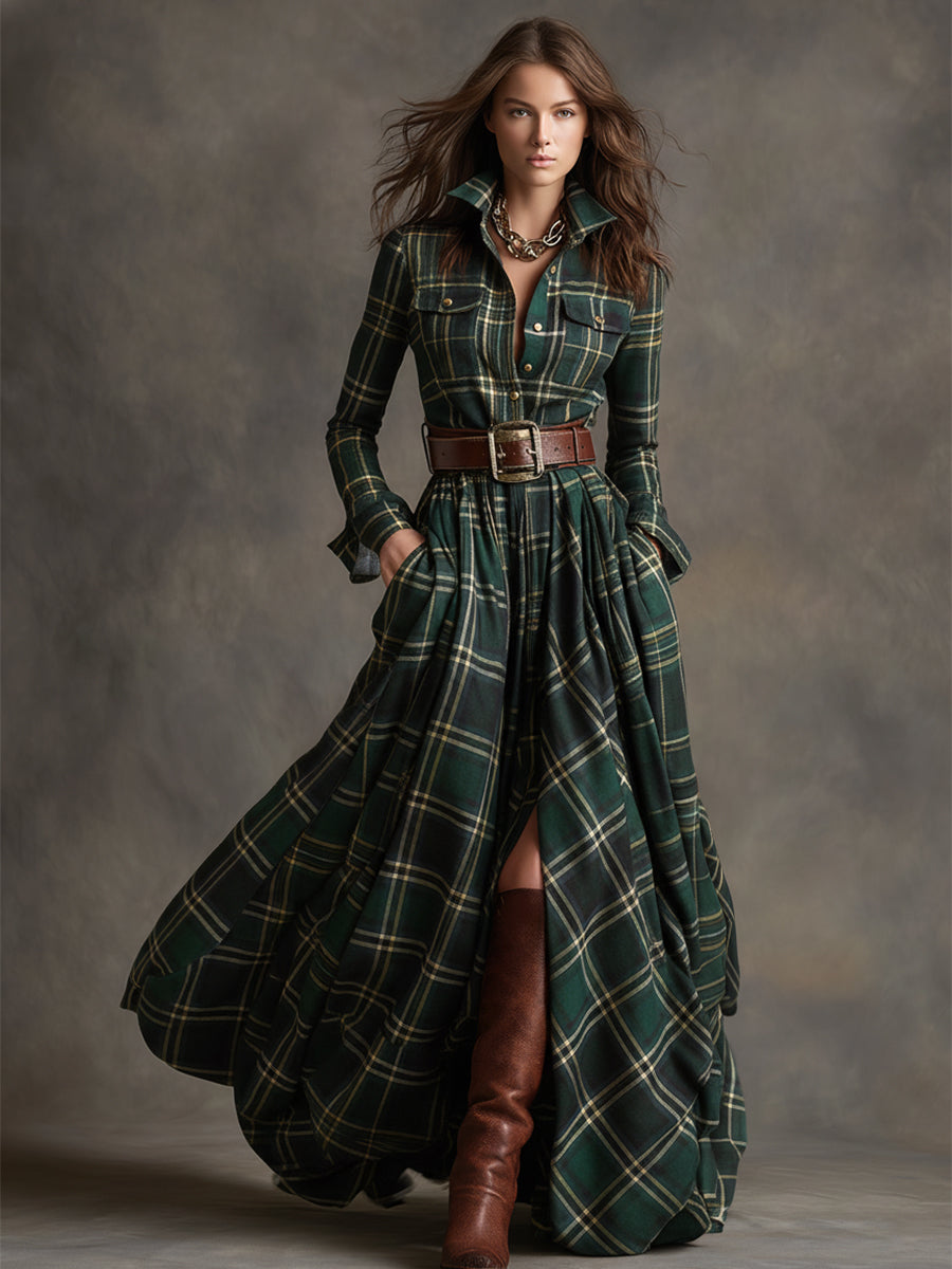 Belmont Plaid Long Sleeve Maxi Shirt Dress