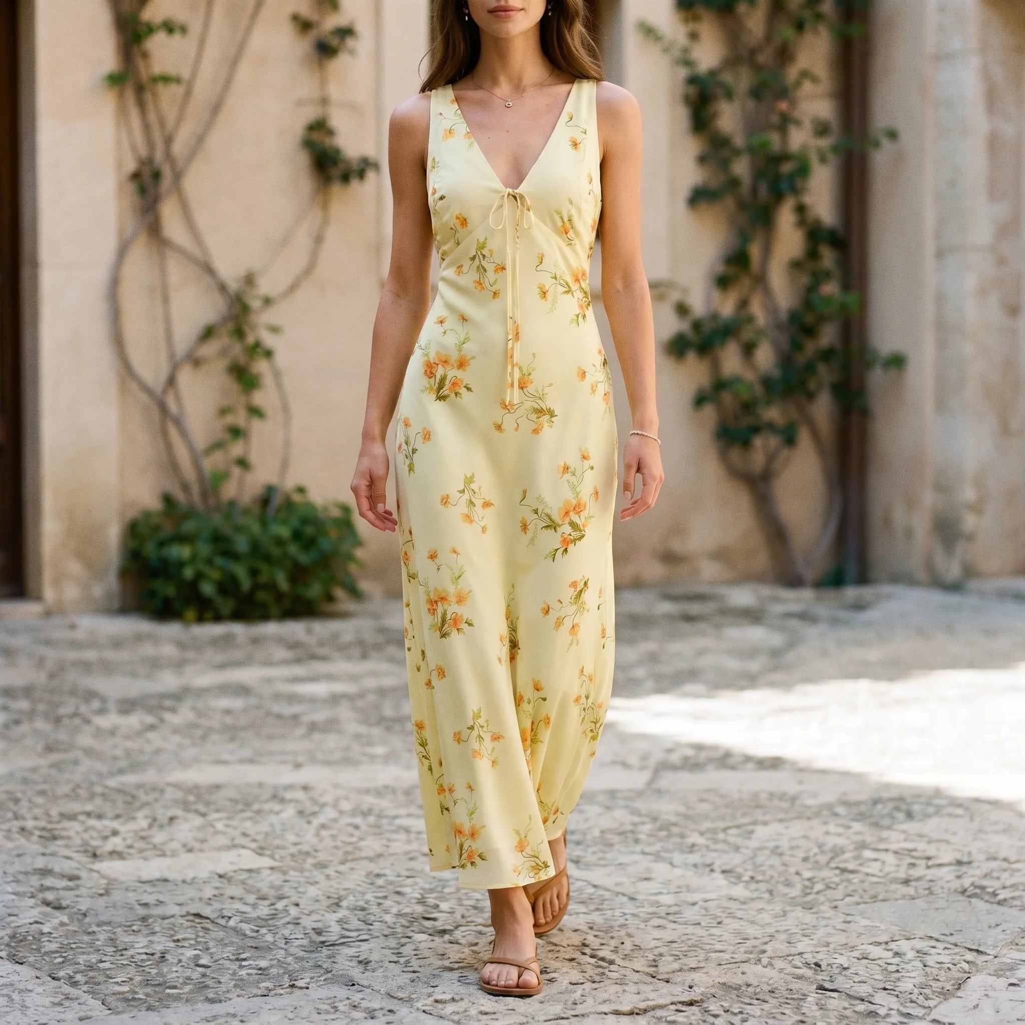 Bellora Floral V-Neck Sleeveless Maxi Dress