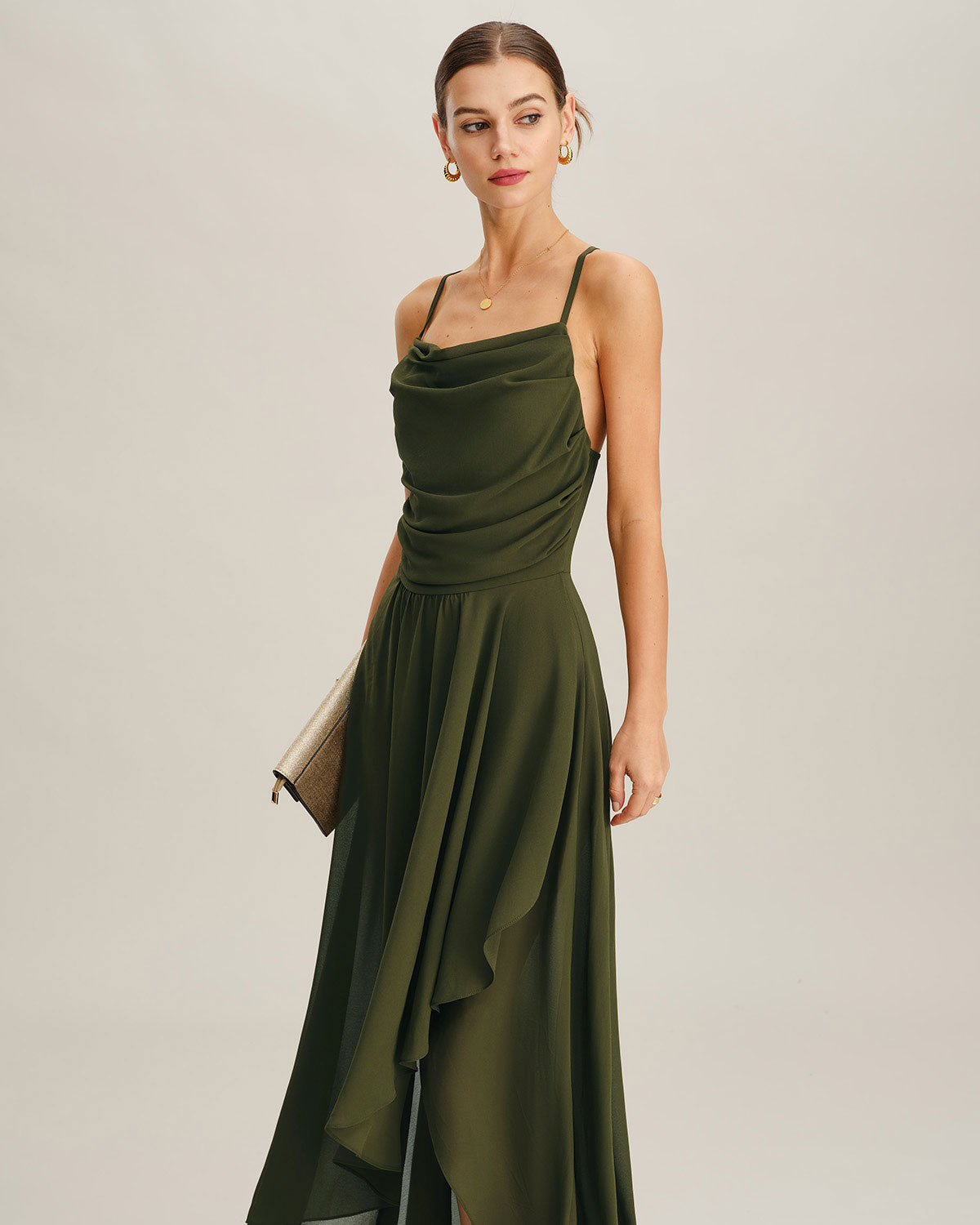 Valeria Square-Neck Chiffon Maxi Dress