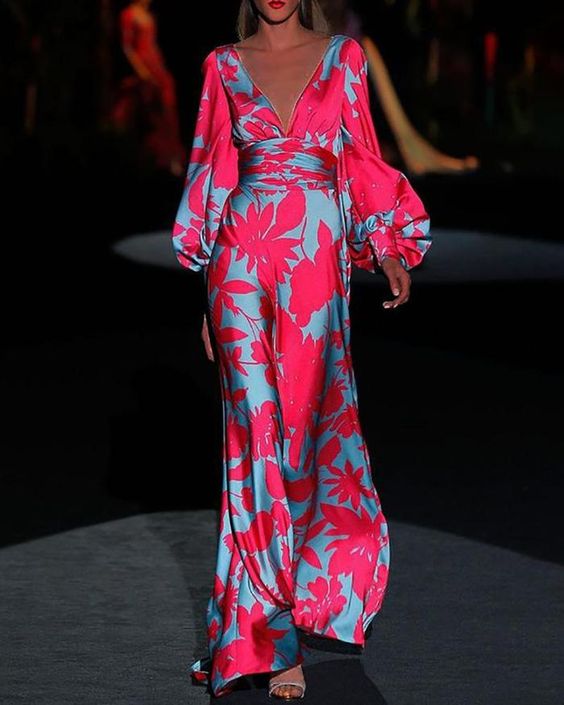 Rosella Floral V-Neck Wrap Maxi Dress