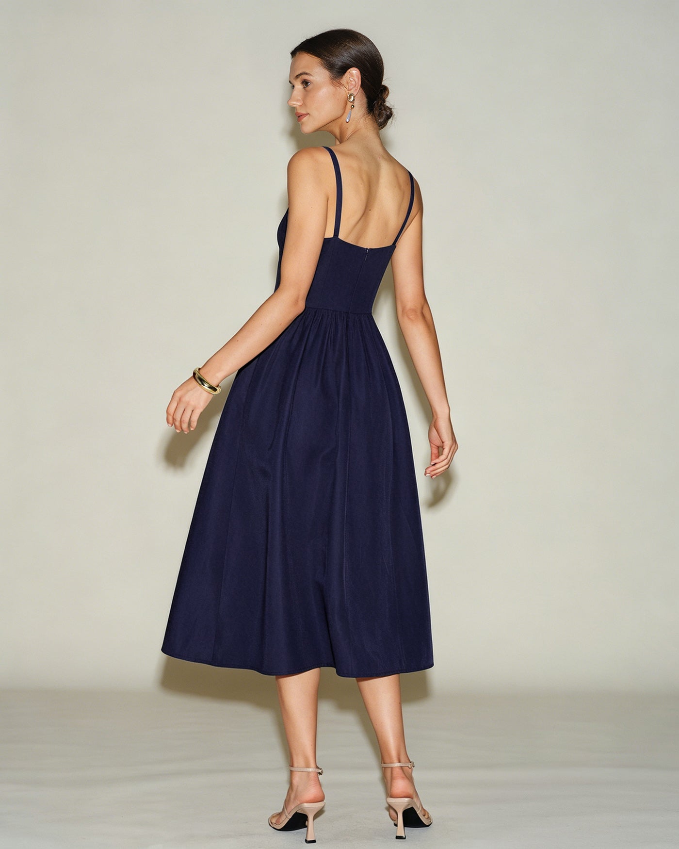 Novara Square-Neck A-Line Midi Dress
