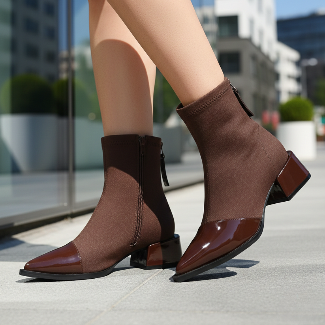 Halden Orthopedic Pointed-Toe Block Heel Ankle Boots