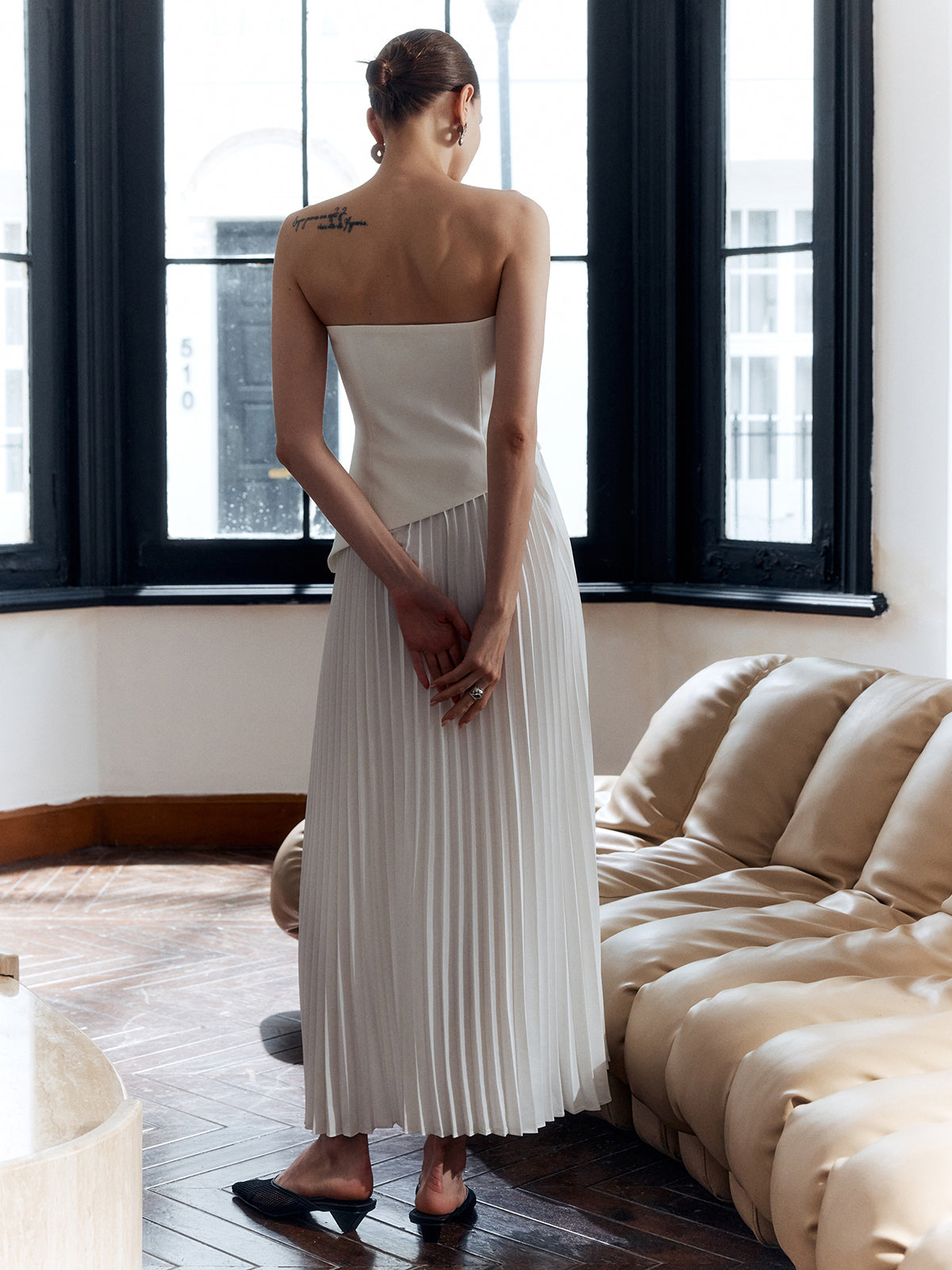 Francesca Strapless Pleated Maxi Dress