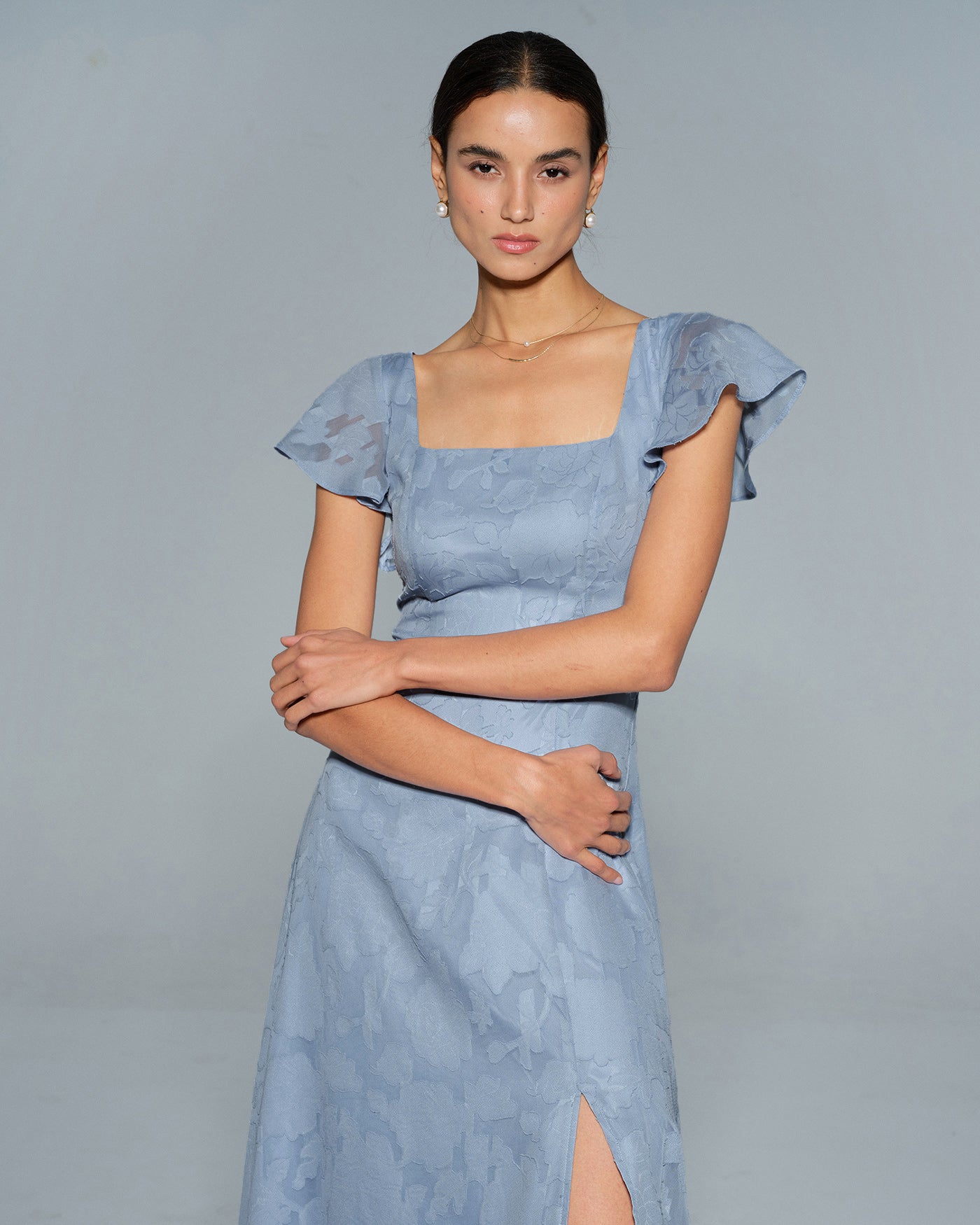 Valentina Square Neck Floral Midi Dress