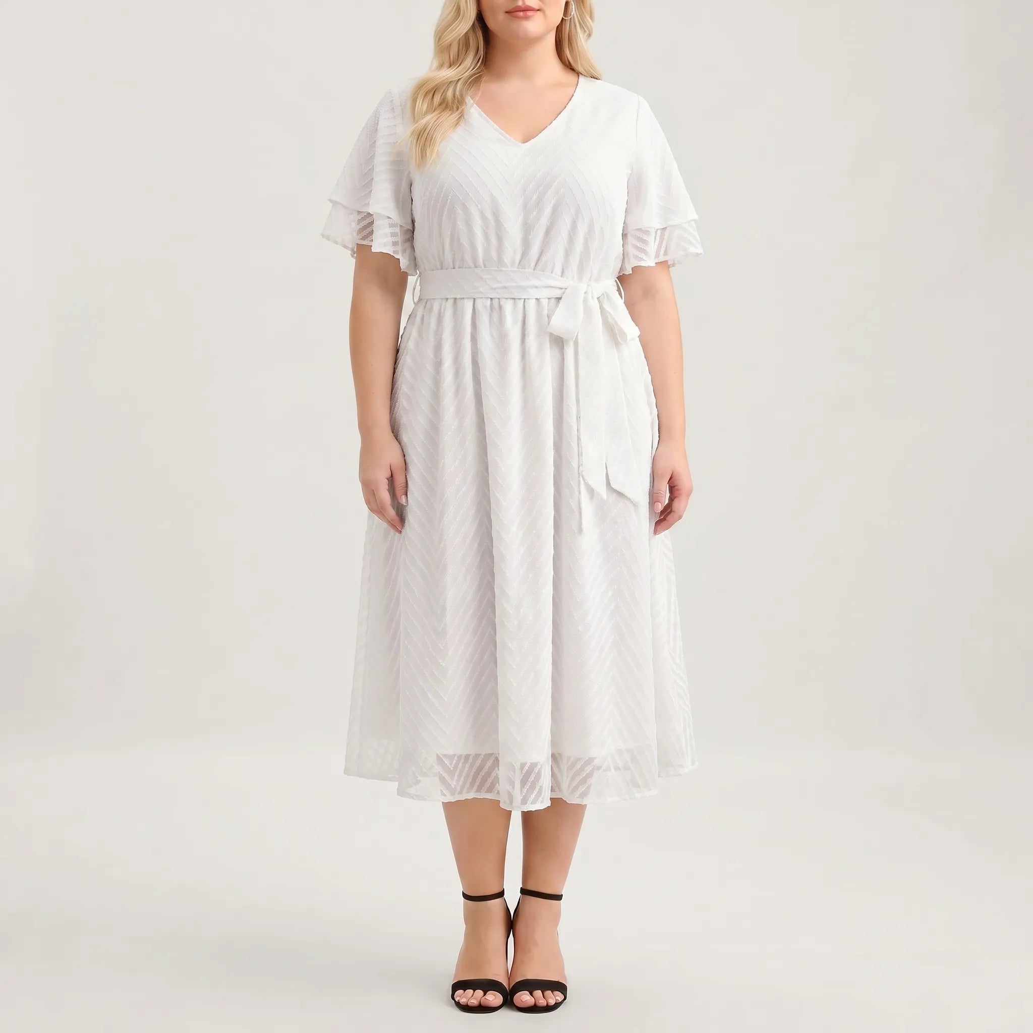Fontaine Tiered Ruffle Sleeve Midi Dress