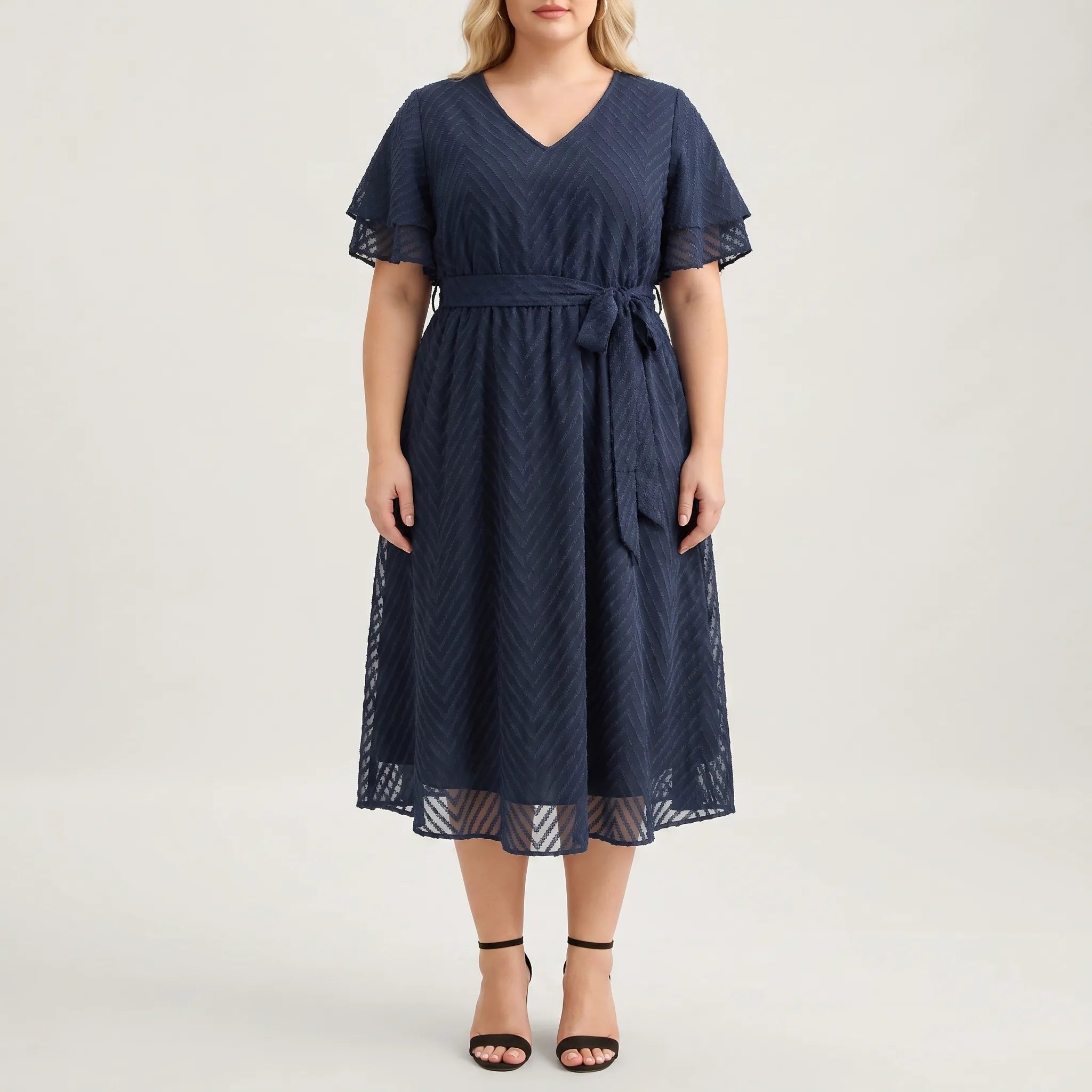 Fontaine Tiered Ruffle Sleeve Midi Dress