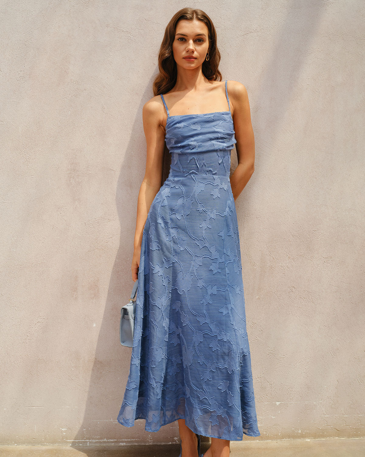 Valeria Square Neck Floral Jacquard Maxi Dress