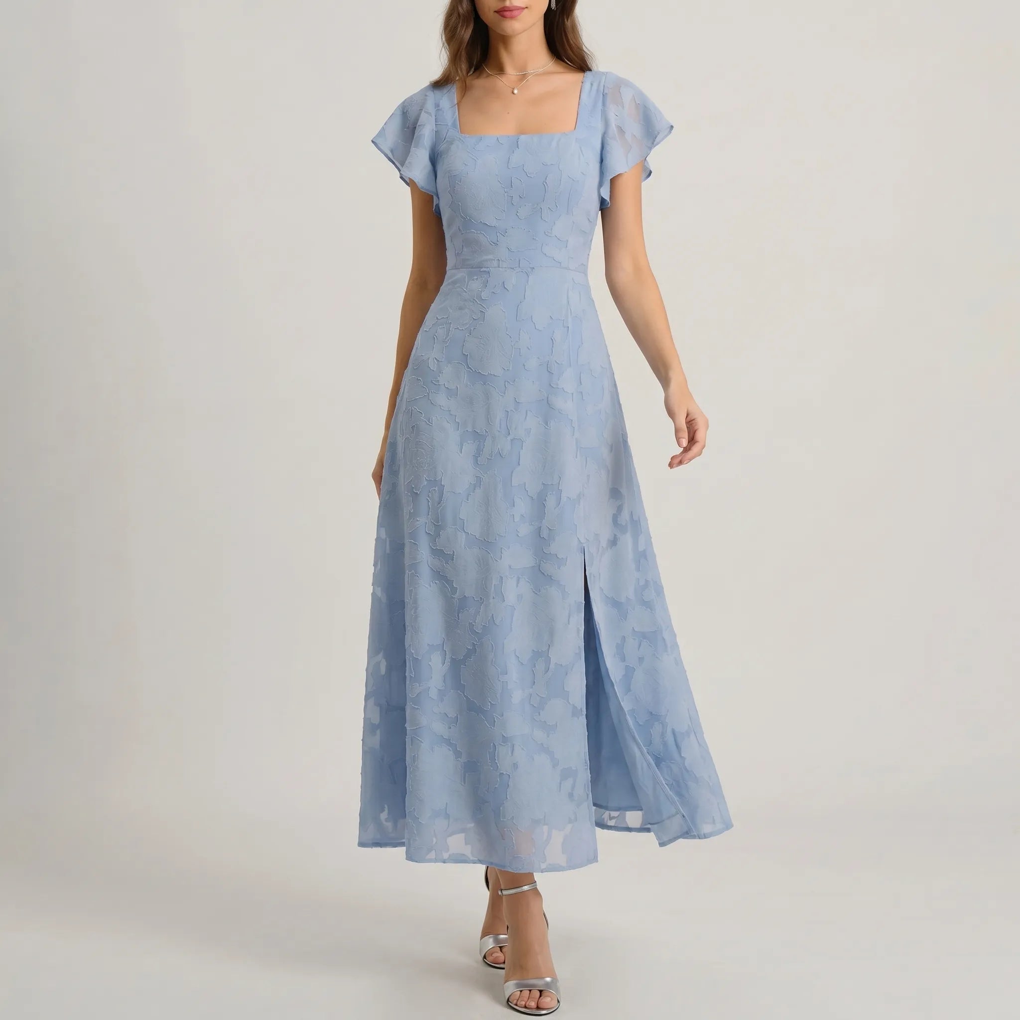 Valentina Square Neck Floral Midi Dress