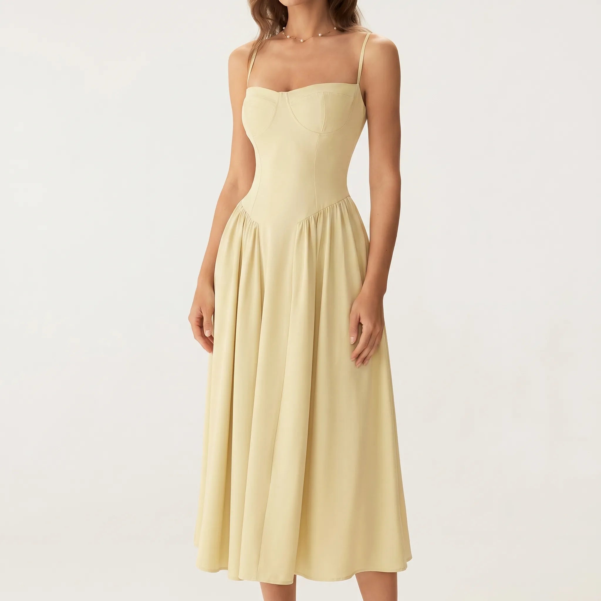Solina Square Neck A-Line Midi Dress