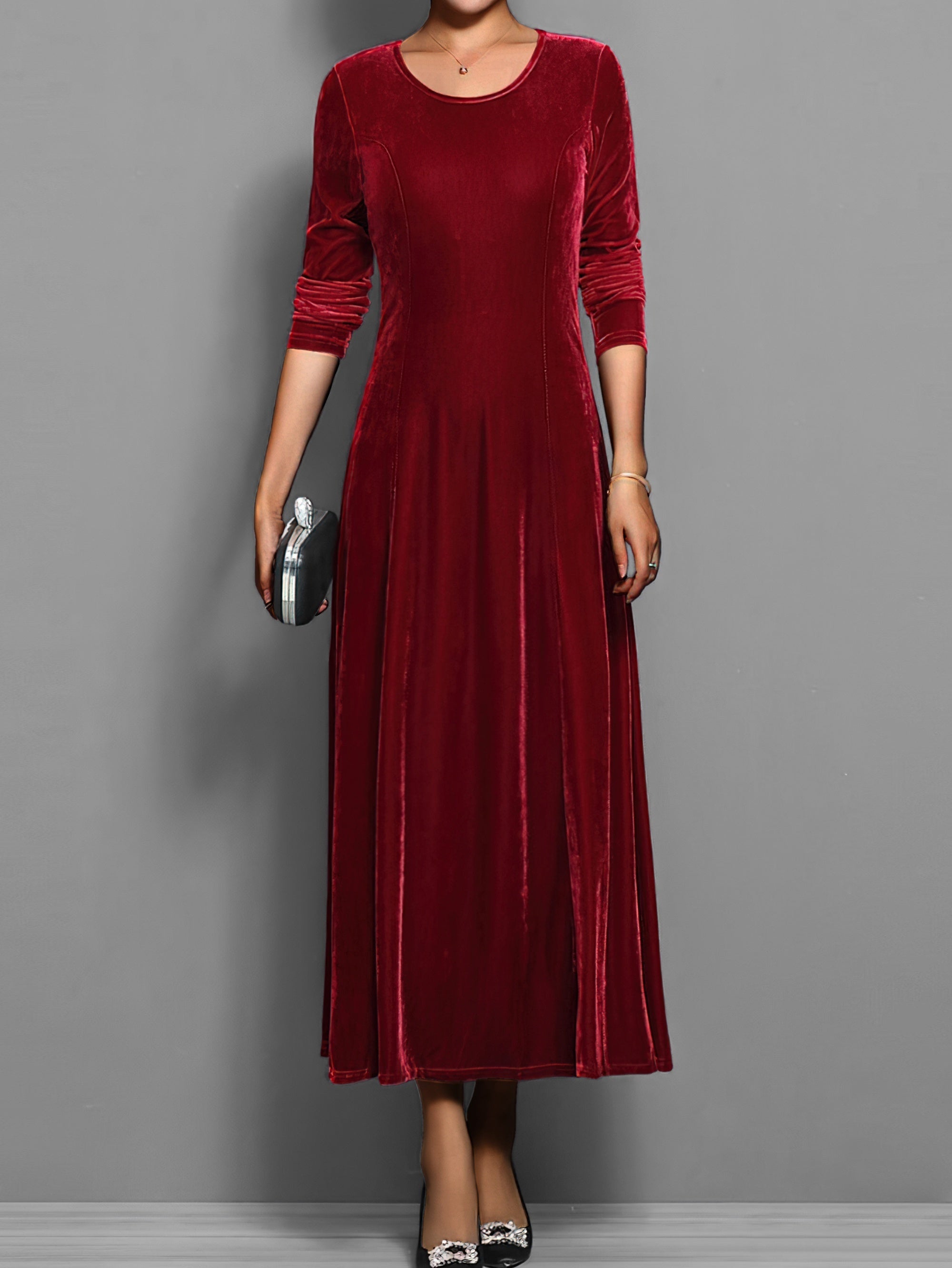 Delphine Round Neck Long Sleeve Maxi Dress