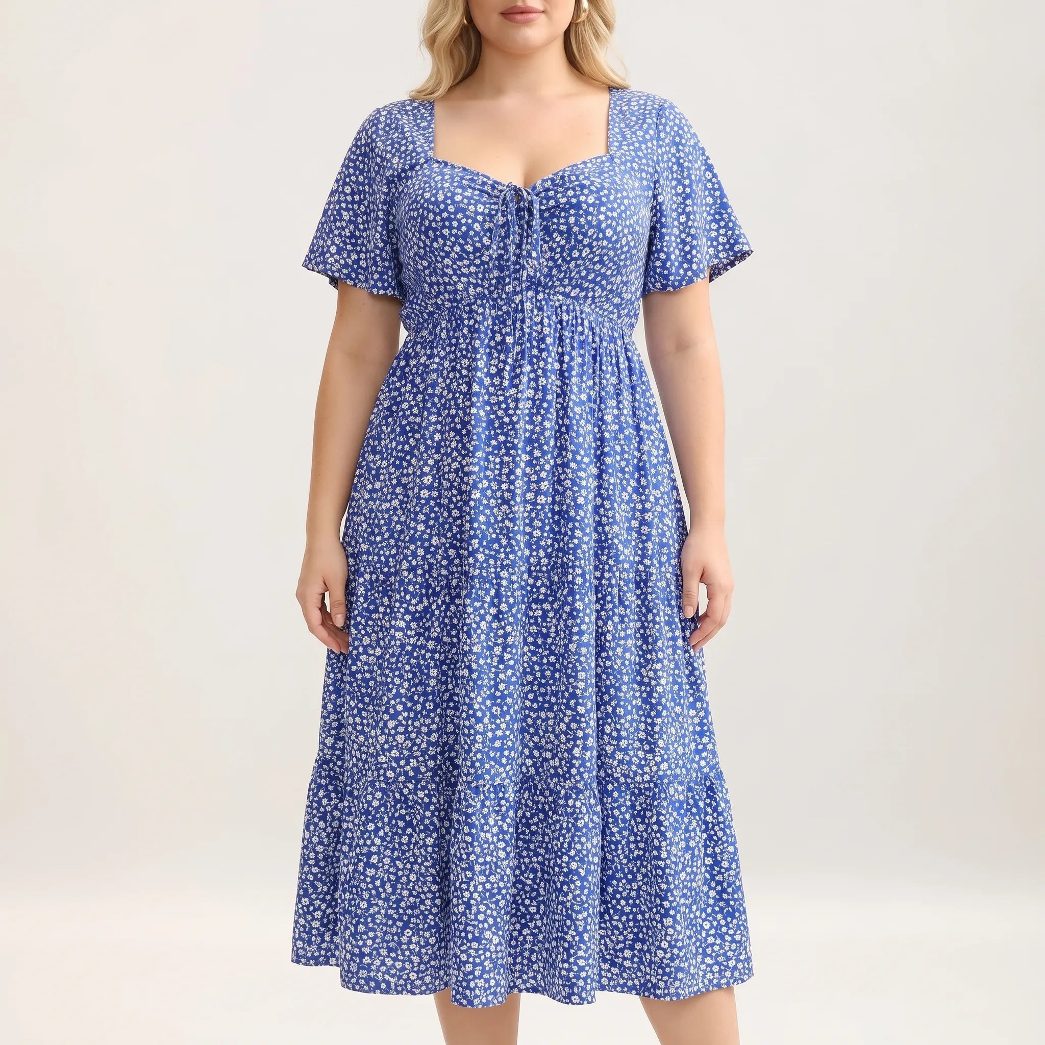 Rosalind Tiered Midi Dress with Sweetheart Neckline