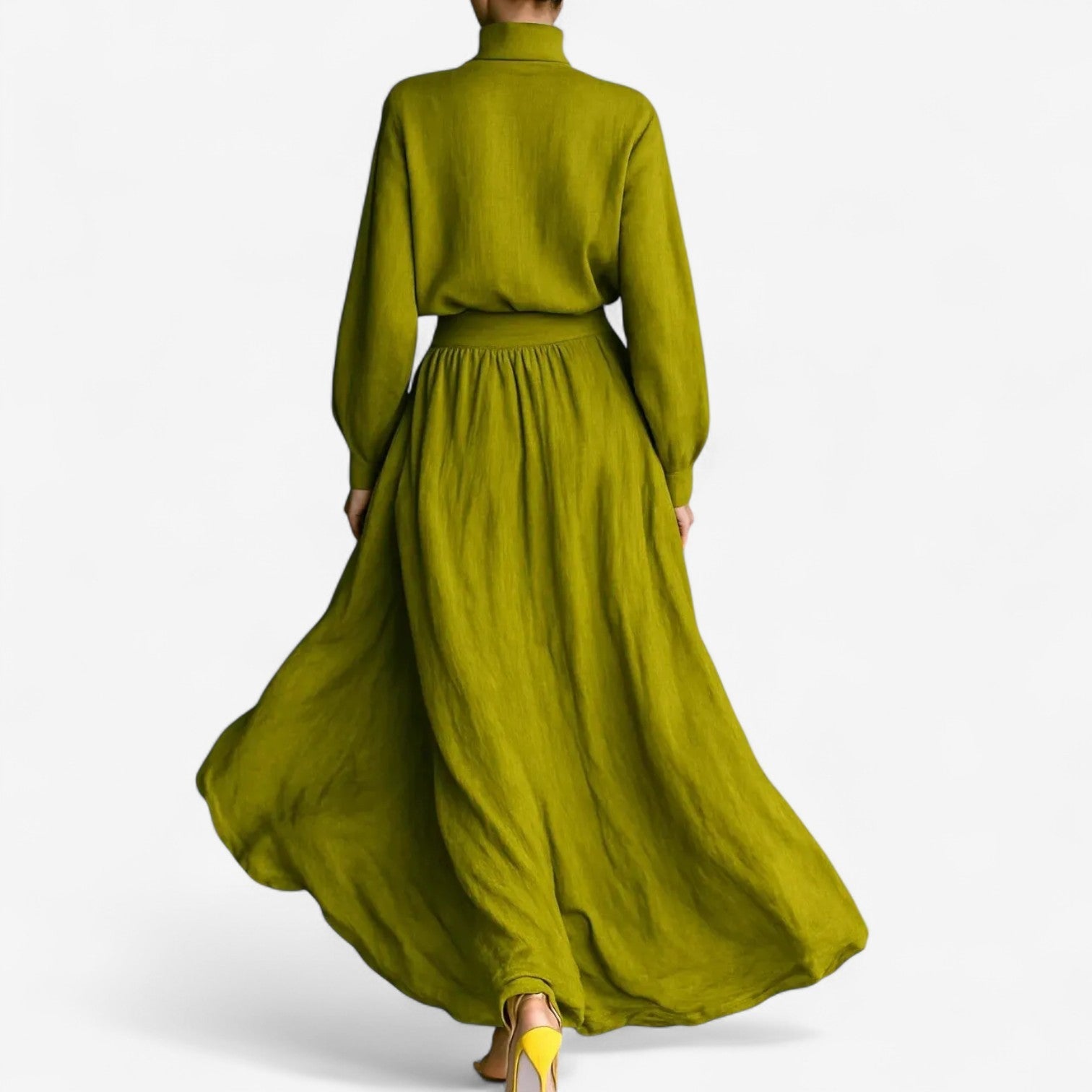 Everett Mock Turtleneck Long Sleeve Maxi Dress