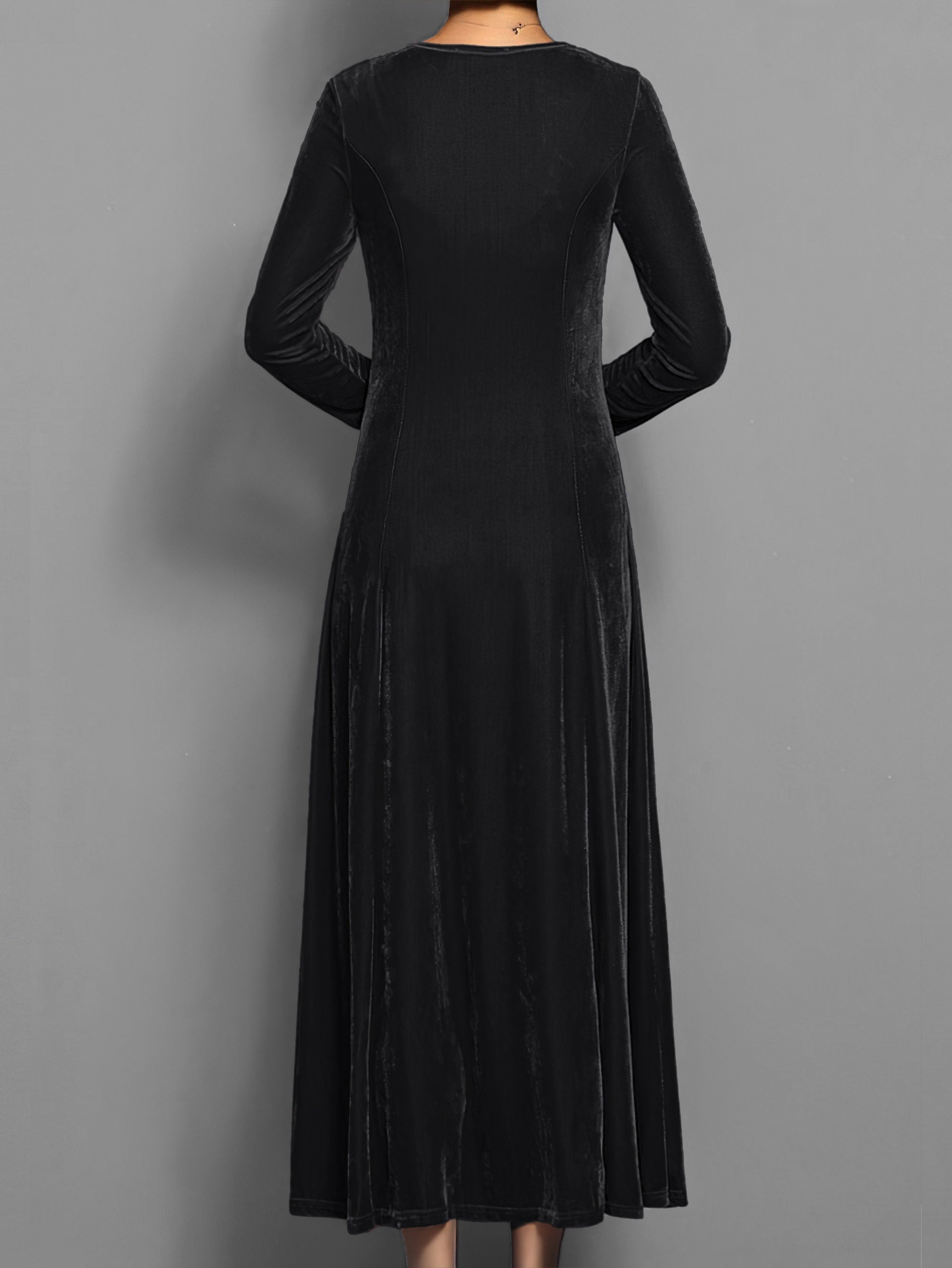 Delphine Round Neck Long Sleeve Maxi Dress
