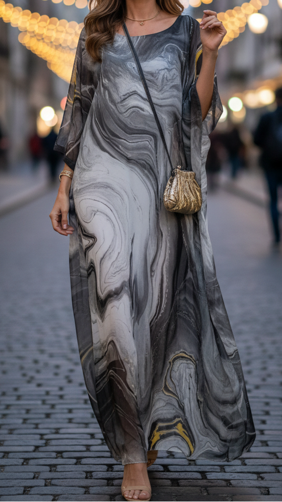 Solenne Batwing Kaftan Maxi Dress