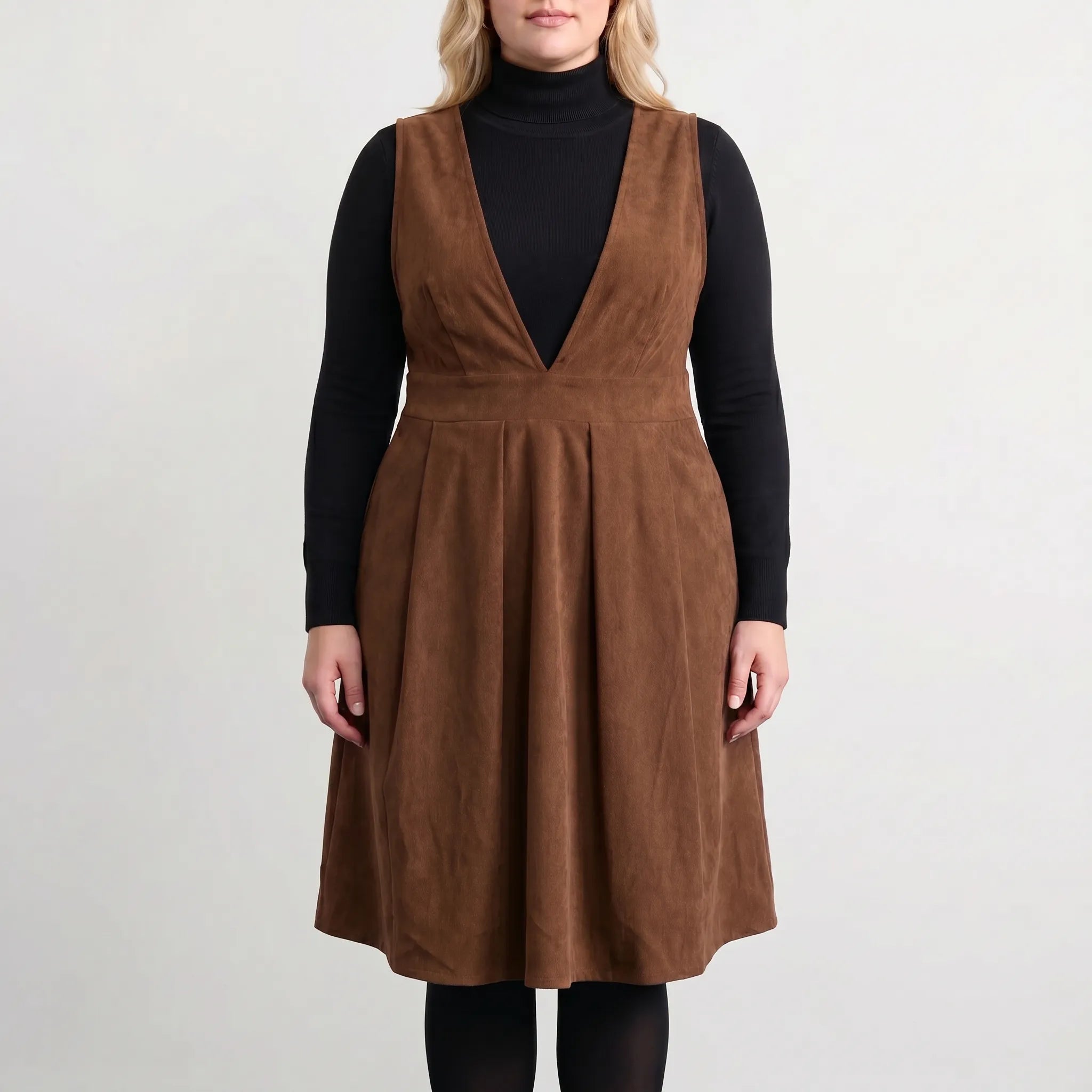 Halden Sleeveless V-Neck Pleated Mini Dress