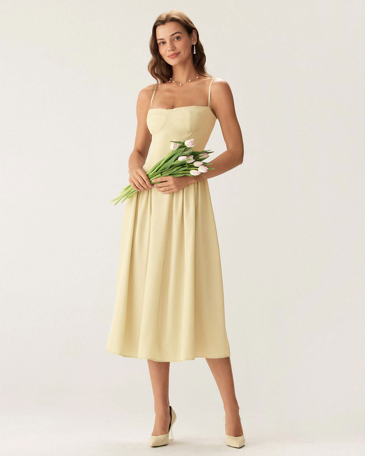 Solina Square Neck A-Line Midi Dress