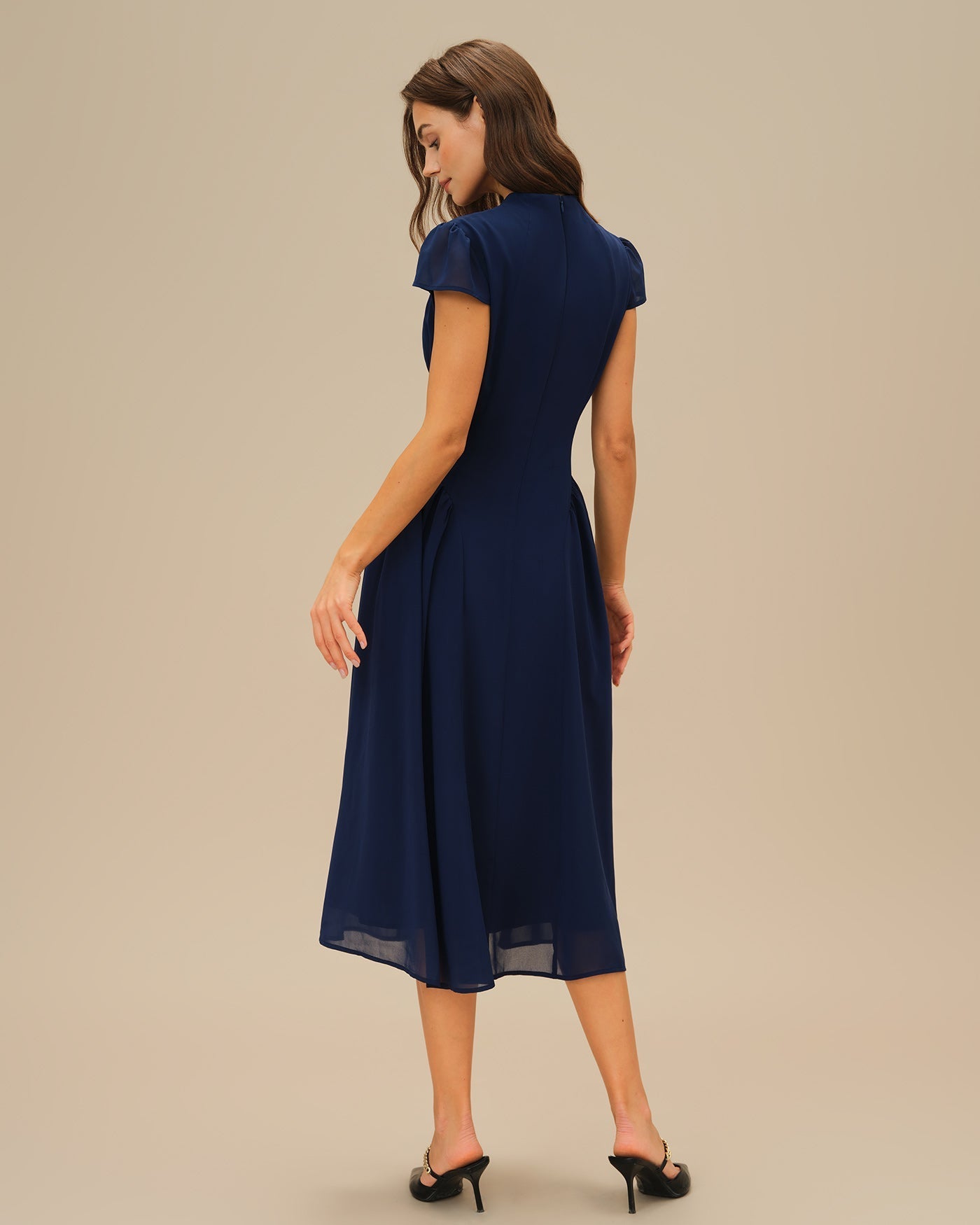 Thalia Turtle Neck Short Sleeve Midi Dress