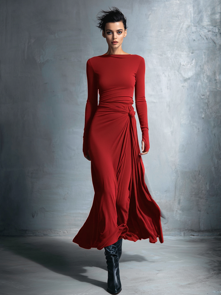 Violette Long Sleeve Wrap Maxi Dress