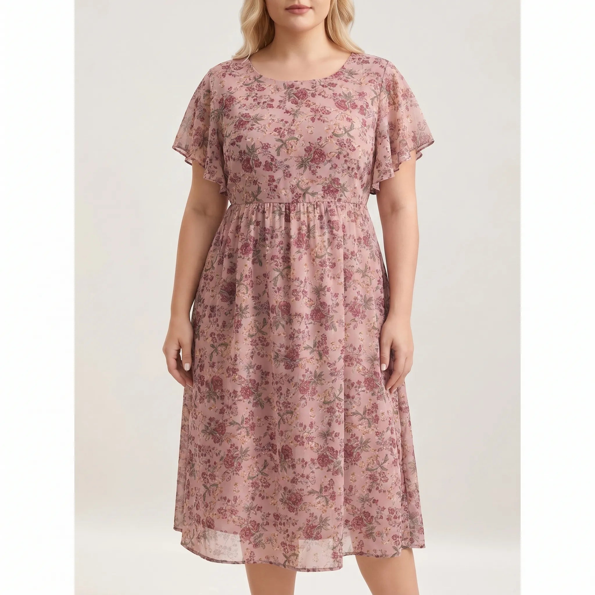 Rosina Floral Print Ruffled Midi Dress