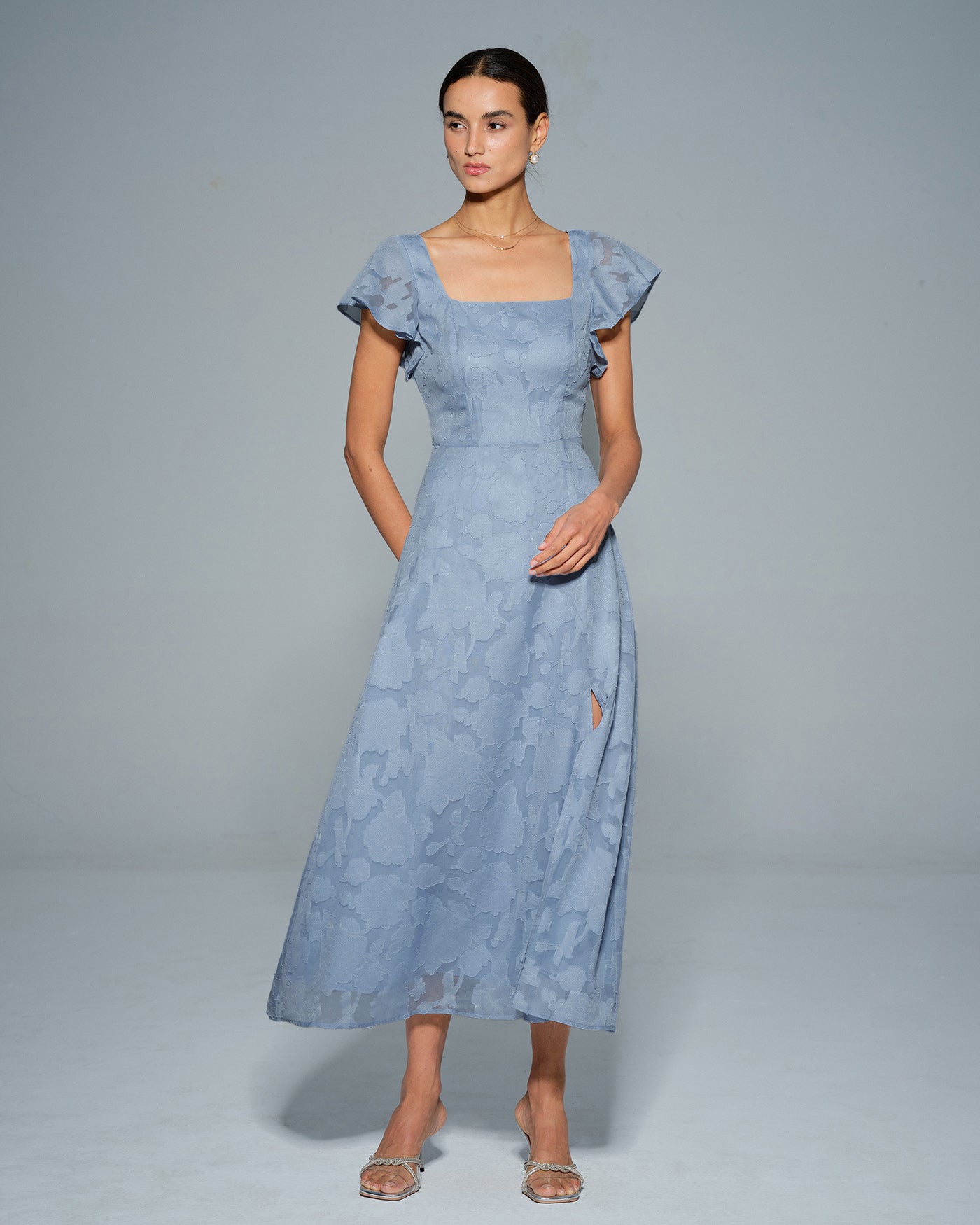 Valentina Square Neck Floral Midi Dress