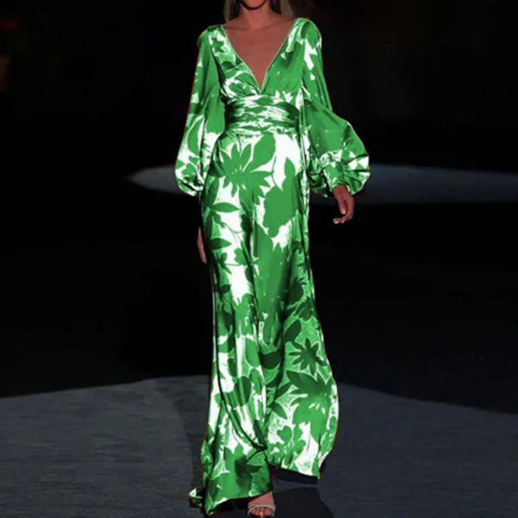 Rosella Floral V-Neck Wrap Maxi Dress