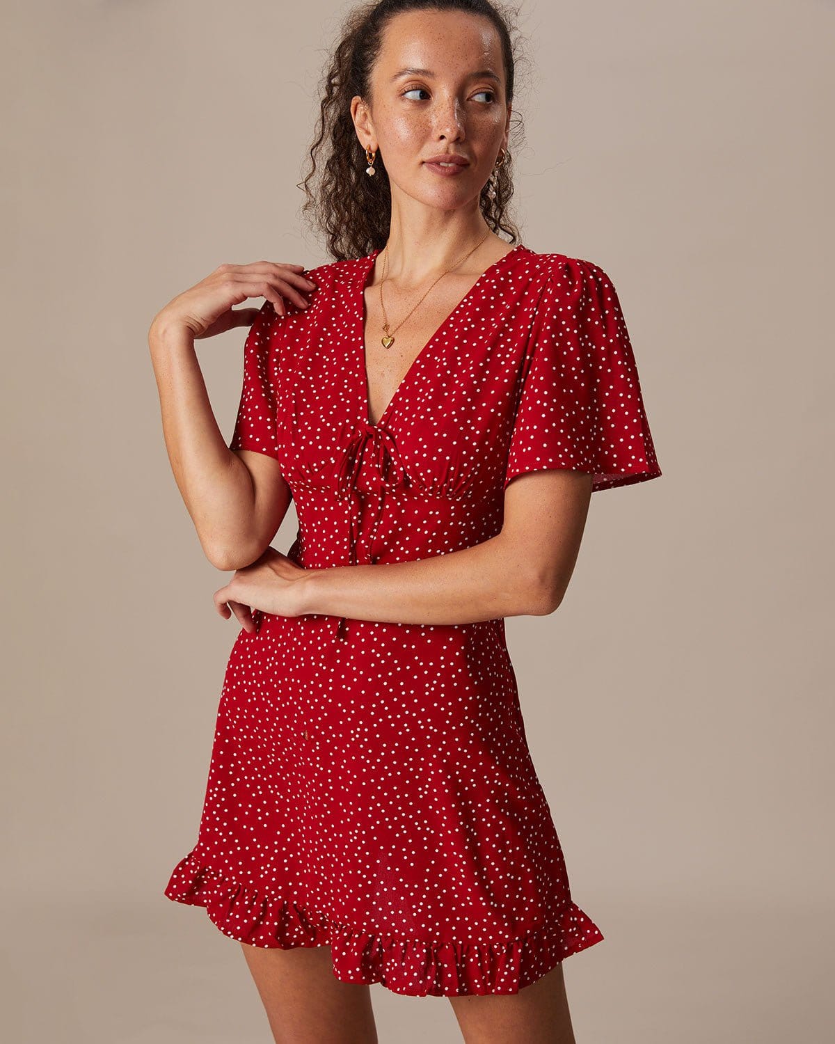 Bellamy Polka Dot Puff Sleeve Mini Dress
