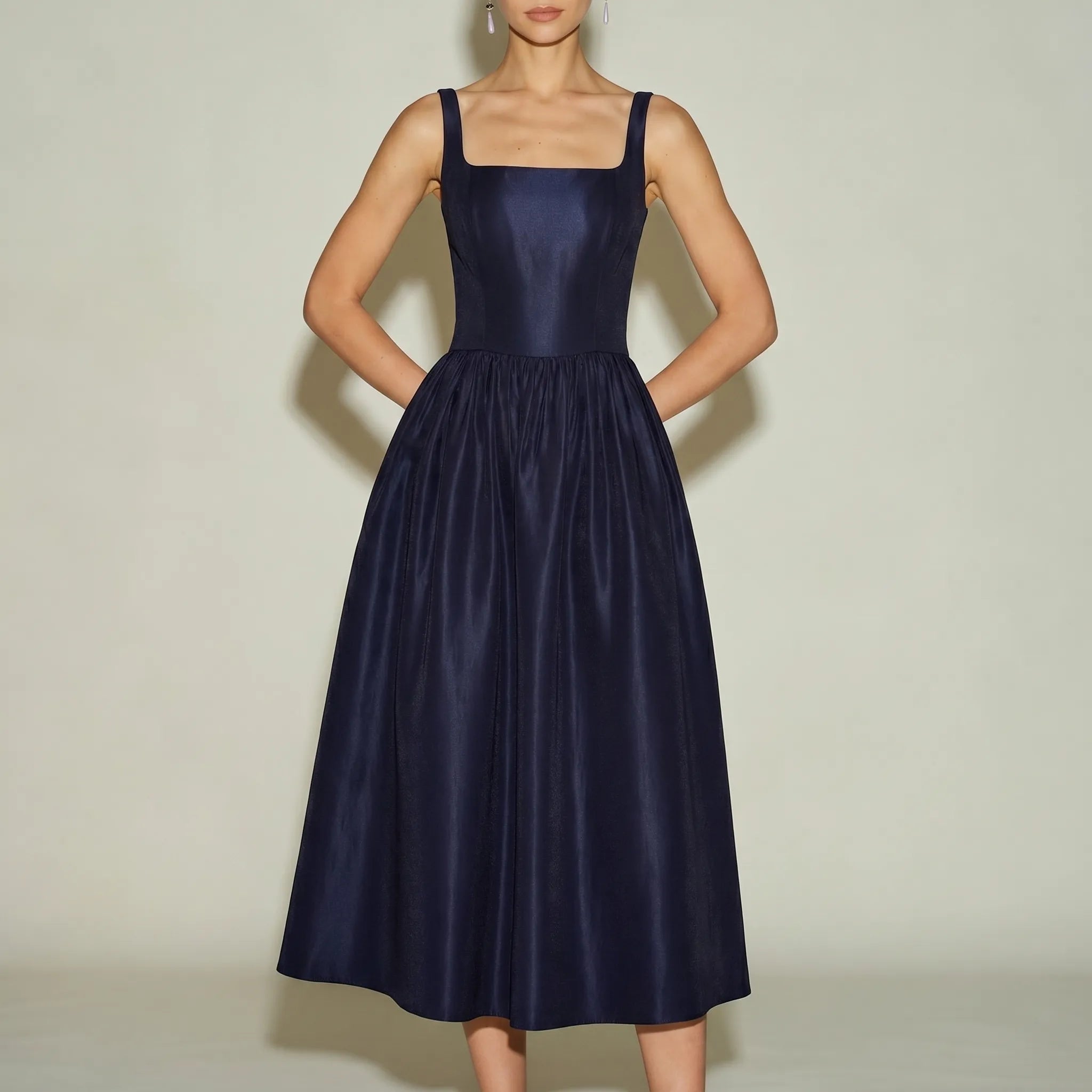 Novara Square-Neck A-Line Midi Dress