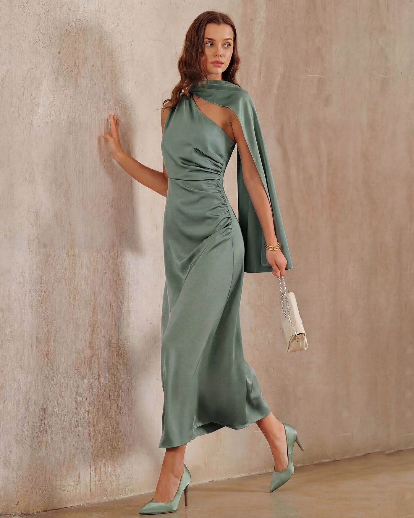 Calista One-Shoulder Midi Dress